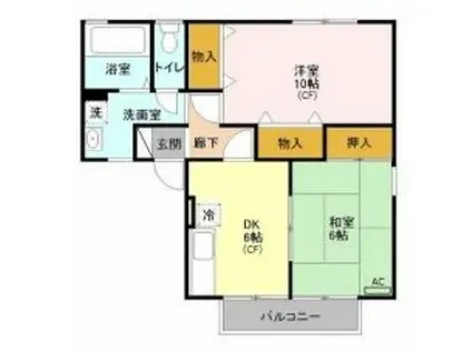 オイコス参番館(2DK/2階)の間取り写真