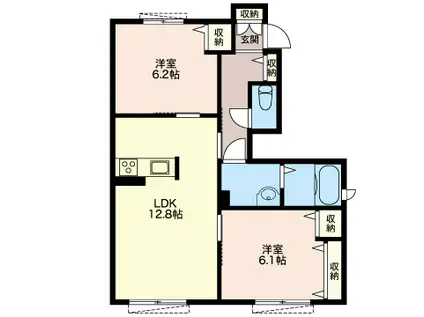 ヴィラーチェ(2LDK/1階)の間取り写真