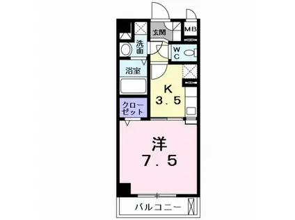 ジュネス我孫子(1K/1階)の間取り写真