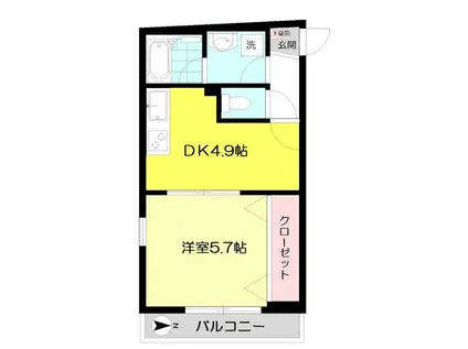 プロシード蓮根(1DK/3階)の間取り写真