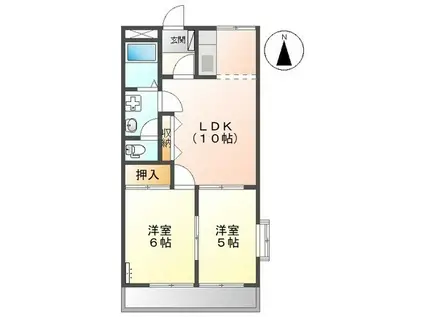 ルミエール(2LDK/2階)の間取り写真