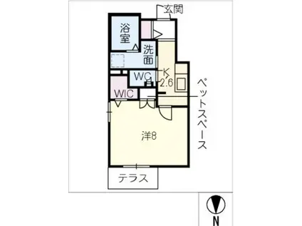 エクラージュ名駅(1K/1階)の間取り写真