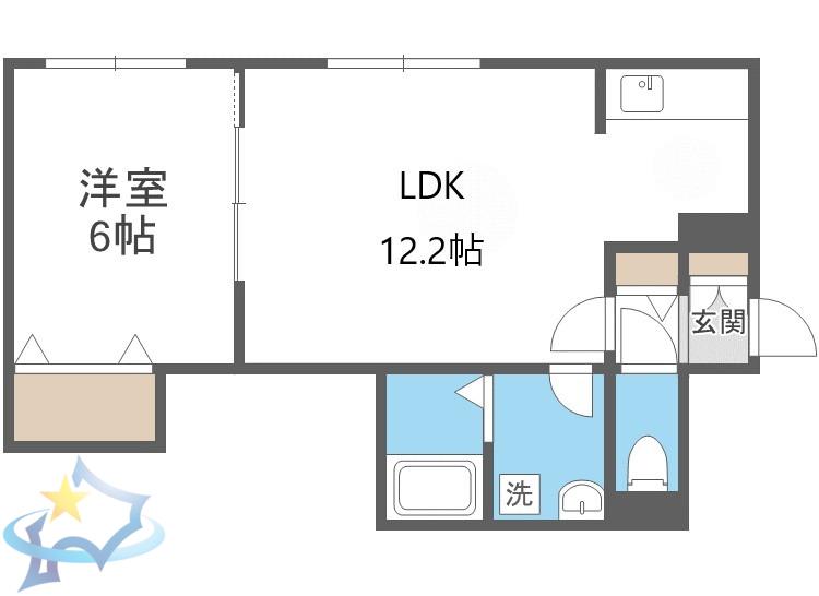 ノーブル円山(1LDK/4階)の間取り写真