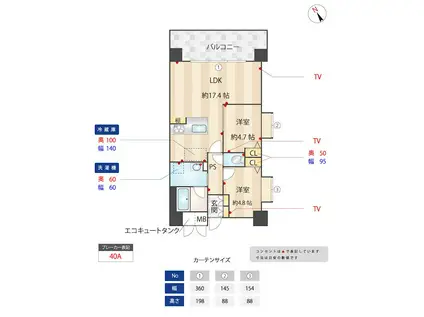 ニューガイア南葛西NO.71(1LDK/8階)の間取り写真