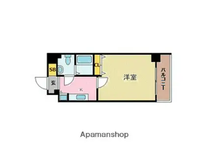 スカイコート博多駅前I(1K/2階)の間取り写真