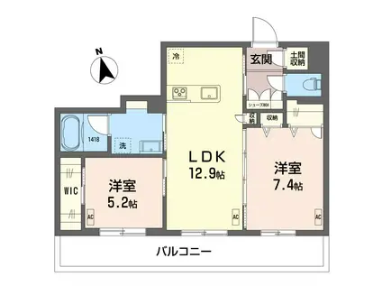 LA TREFL(2LDK/1階)の間取り写真