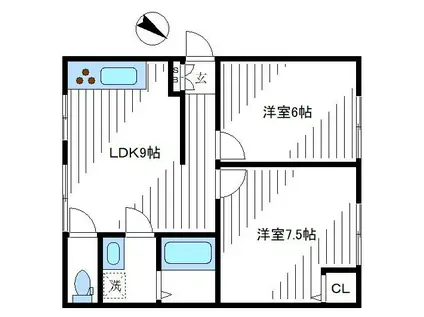 上高田4アパート(2LDK/1階)の間取り写真