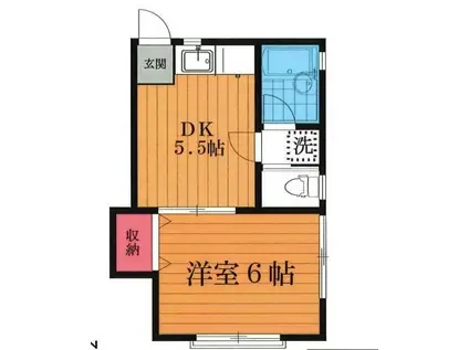 ル・シェーヌ(1DK/1階)の間取り写真