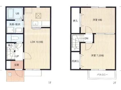 ユニオンハイムI(2LDK/1階)の間取り写真