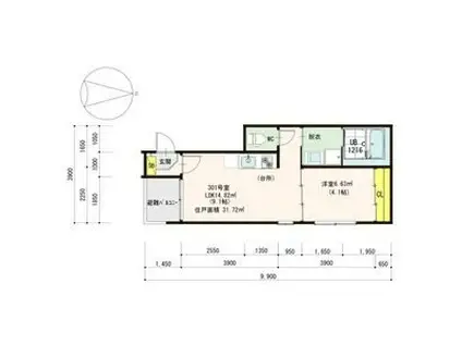 ルナソル(1LDK/3階)の間取り写真