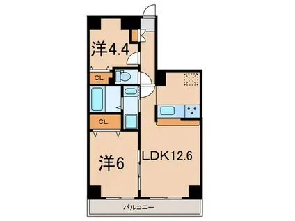 マイキャッスル宮崎台III(2LDK/4階)の間取り写真