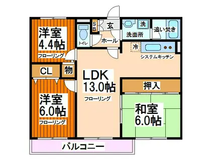 メゾンベルアネックス 自社管理物件(3LDK/2階)の間取り写真