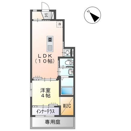 フィールリバーヒルズIV(1LDK/2階)の間取り写真