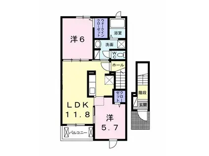 ＪＲ鹿島線 延方駅 徒歩137分 2階建 築8年(2LDK/2階)の間取り写真