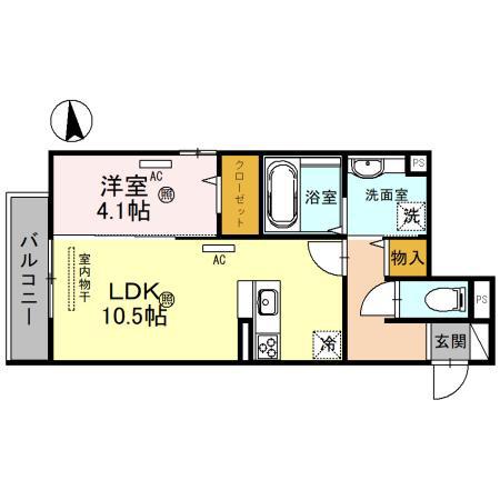 D-ROOM新今里(1LDK/2階)の間取り写真