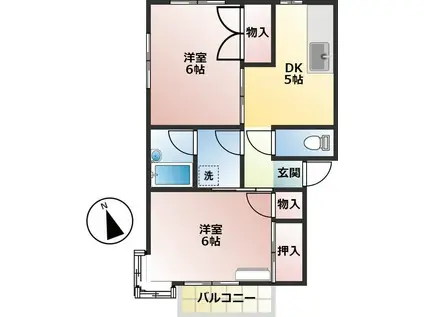 佐藤ハイム 太田市龍舞町 (2DK/1階)の間取り写真