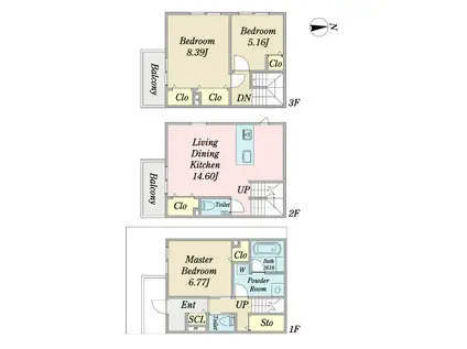 レジデンシャルジェム姪浜駅(3LDK/1階)の間取り写真
