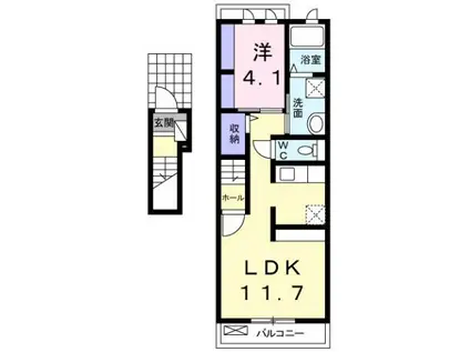 GARDEN日永西II(1LDK/2階)の間取り写真