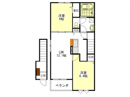 ヘリテージ(2LDK/2階)の間取り写真