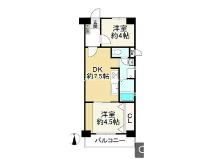 イスズハイツベル武庫川東2(2DK/3階)の間取り写真