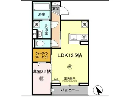 PREMILIFE新町(1LDK/3階)の間取り写真