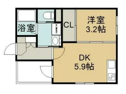 HT紅雲町(1DK/3階)の間取り写真