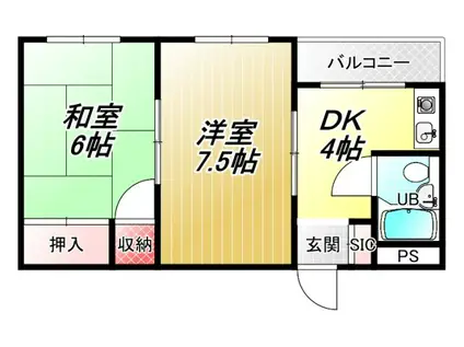 エスポワール高安(2K/2階)の間取り写真