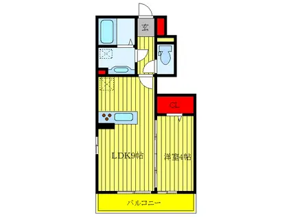 ソレーユ川口(1LDK/1階)の間取り写真