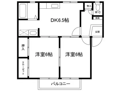 カメリア(2DK/1階)の間取り写真