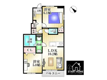 ルミエール松茂東 III(2LDK/1階)の間取り写真