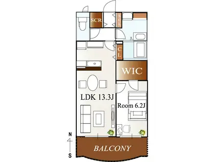 ルコランヴェール社(1LDK/3階)の間取り写真