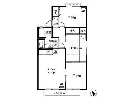 セジュールおぐらA棟(3LDK/2階)の間取り写真