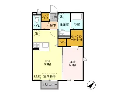 TAO (1LDK/2階)の間取り写真