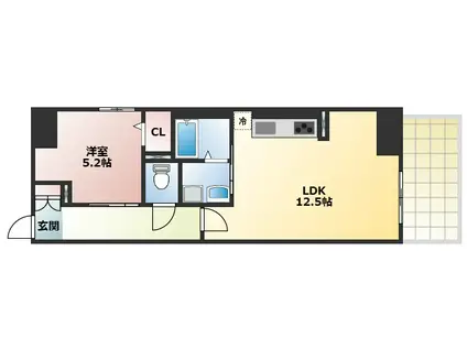 グランコート北園(1LDK/6階)の間取り写真