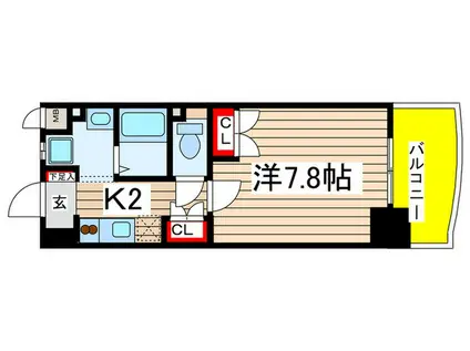 昴名駅南(1K/4階)の間取り写真