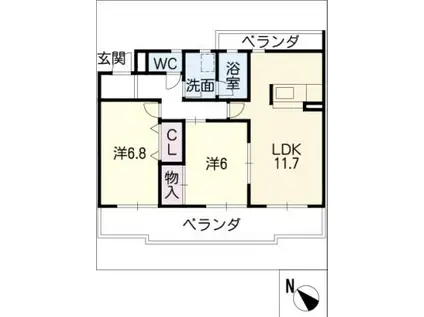 サンシャイン弘法(2LDK/1階)の間取り写真