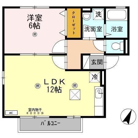 ヴィクトワールK-III(1LDK/1階)の間取り写真