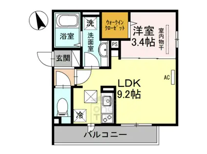 リベーラ辻2(1LDK/1階)の間取り写真