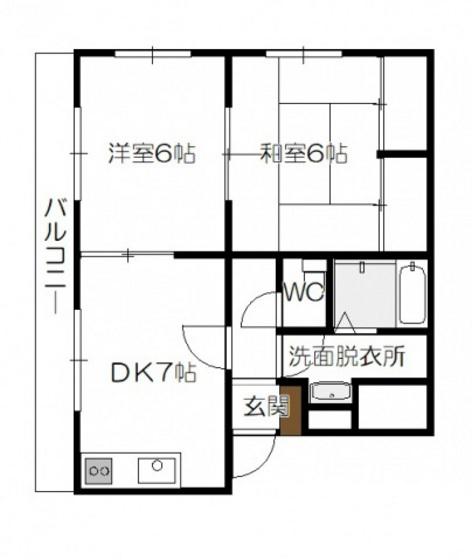 ヴィラ楽々園(2DK/3階)の間取り写真