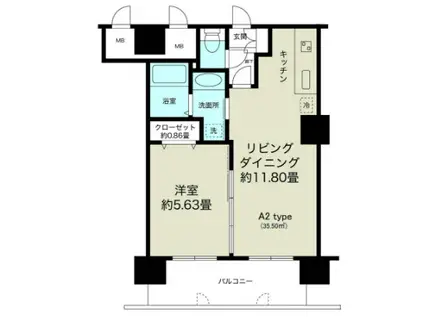 ノルデンタワー新大阪プレミアム(1LDK/24階)の間取り写真