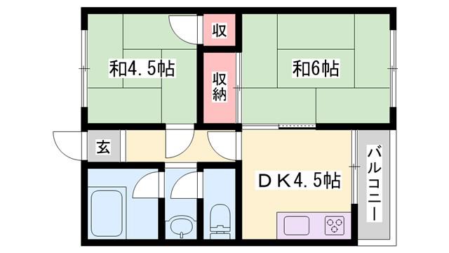 寿ハイツ(2DK/1階)の間取り写真