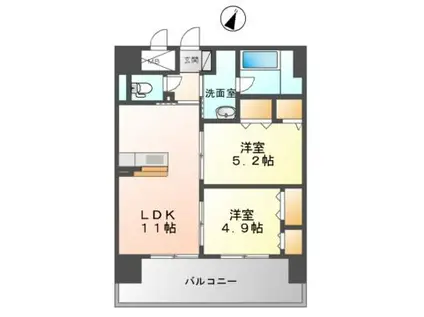 シャーメゾンステージ 碧・湯田(2LDK/6階)の間取り写真