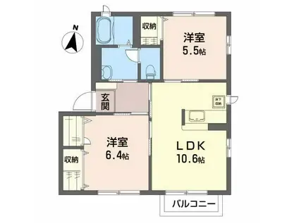 アルテールC(2LDK/1階)の間取り写真