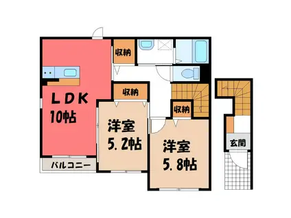 ルピナス(2LDK/2階)の間取り写真