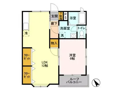 メイプルハウス(1LDK/2階)の間取り写真