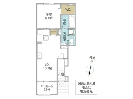 ブリス エイエム I(1LDK/1階)の間取り写真