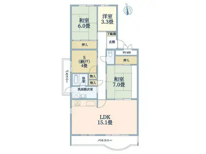 メゾン千里丘B棟(3SLDK/2階)の間取り写真