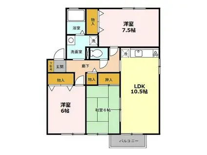 ピュアコート(3LDK/1階)の間取り写真