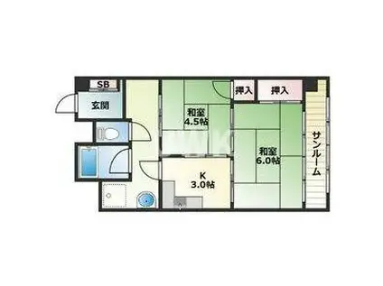 泉堂マンション(2K/2階)の間取り写真