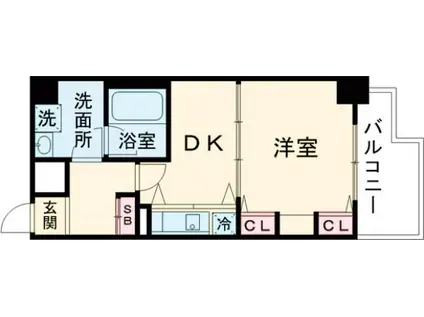 デルファーレ神戸三宮(1DK/5階)の間取り写真